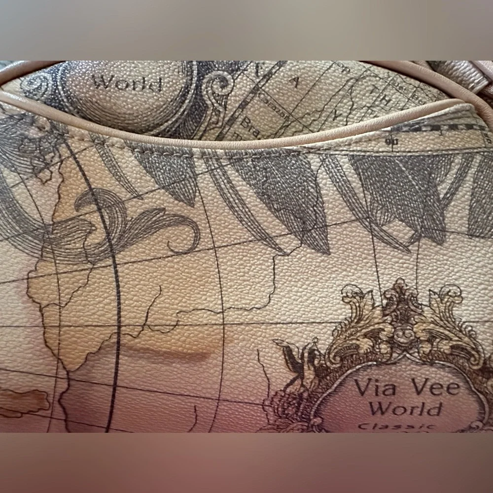 ELKA Vintage Set of 2 Map Print Travel Cosmetic Bags